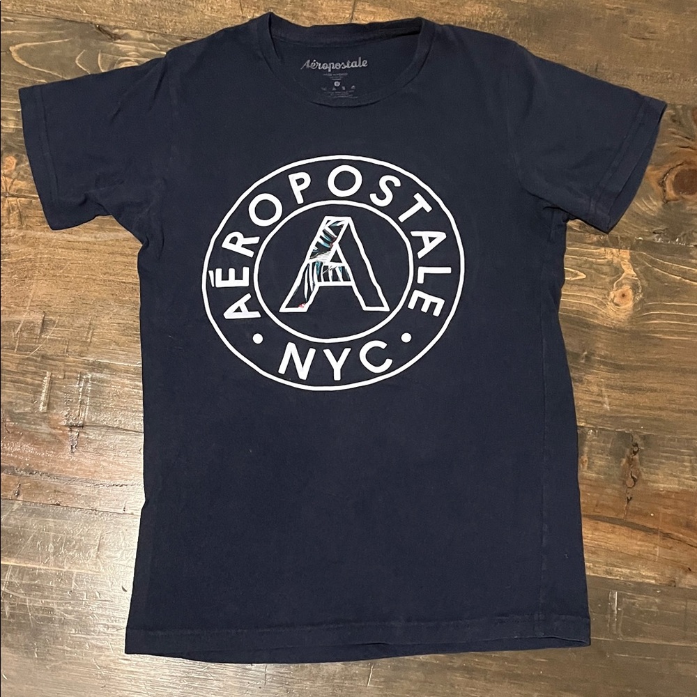 Aeropostale Navy Blue Short Sleeve Logo Tee